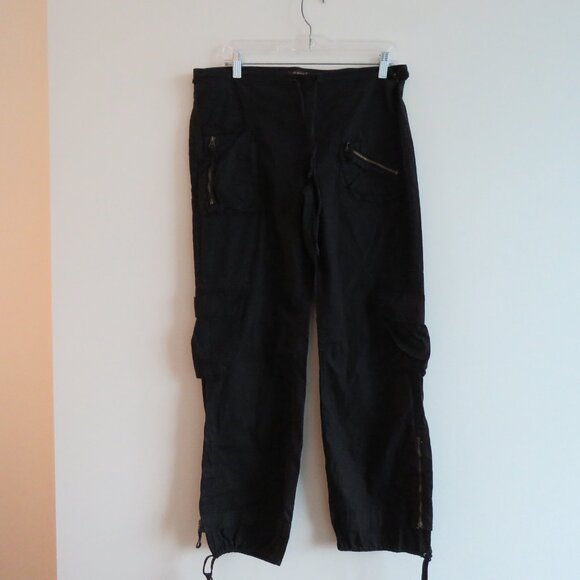XCVI Black Straight Leg Cotton Cargo Pants Pockets Grunge Goth Alt - Picture 2 of 16